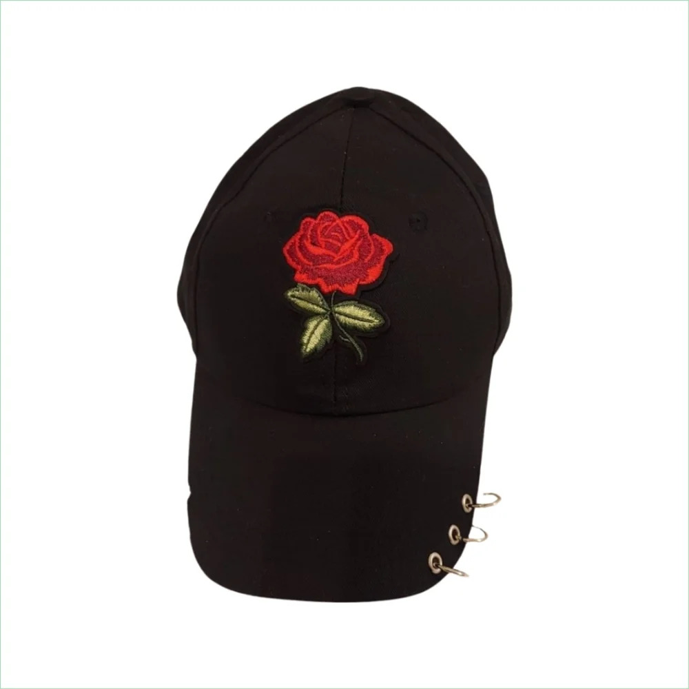 Black Rose Hat with Iron Rings